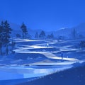 Peaceful golf course under the night sky