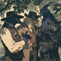 Flock of Pigeons in a Garden