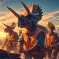 Dinosaurs in Construction Gear: An Unlikely Pairing Royalty Free Stock Photo