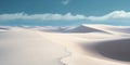 vast desert horizon with white sand dunes and hills. pure blue sky. fantasy desert alien panoramic landscape. Royalty Free Stock Photo