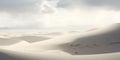 gray sky with pale white sand dunes in the desert. sci-fi alien landscape. summer vacation retreat. Royalty Free Stock Photo