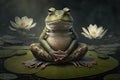 Green frog sitting on a lotus leaf Royalty Free Stock Photo