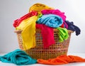 An image capturing an overflowing basket dedicated to laundry, symbolizing a common household task, set against a white background