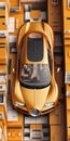 image of car 3D top view wide angle of Bugatti generative AI