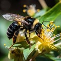 Image of carpenter bee on flowers on natural background. Insect