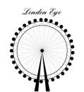 Image of cartoon London Eye silhouette with sign.Vector illustration isolated on white background.