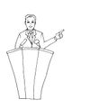 chief behind the podium. empty space for copying and pasting text. vector contour image isolated on a