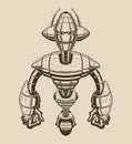 Image of a cartoon metal robot with antennas on