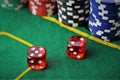 An image of a casino - dice, chip, gambling - with copy space Royalty Free Stock Photo