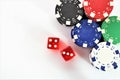 An image of a casino - dice, chip, gambling - with copy space Royalty Free Stock Photo