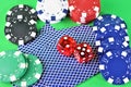 An image of a casino - dice, chip, gambling - with copy space Royalty Free Stock Photo