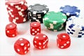 An image of a casino - dice, chip, gambling - with copy space Royalty Free Stock Photo