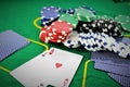 An image of a casino - dice, chip, gambling - with copy space Royalty Free Stock Photo