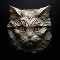 Image of a cat head made from wrinkled fabric is carefully crafted. Pet, Animals. Illustration, Generative AI