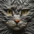 Image of a cat head made from wrinkled fabric is carefully crafted. Pet, Animals. Illustration, Generative AI
