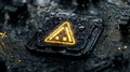The image of a caution warning sign is symbolic of digital technology system errors and website maintenance alerts Royalty Free Stock Photo