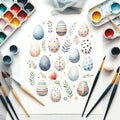 Painter\'s Artisan Easter Egg Watercolors Royalty Free Stock Photo