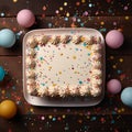 Image Celebration party top view birthday cake with wishing card and confetti Royalty Free Stock Photo