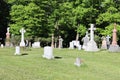 Image of a cemetery. Tombstones in a park in summer. Celtic culture.