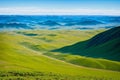 Central Mongolia. Endless steppes with picturesque mountain remains in the area of the monastery Ovgon Hyde.