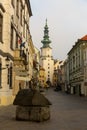 Image of centre of Bratislava with Michael`s Gate