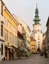 Image of centre of Bratislava with Michael's Gate