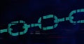 Image of chain, computer data processing over binary coding Royalty Free Stock Photo
