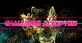 Image of challenge accepted text over neon pattern background Royalty Free Stock Photo