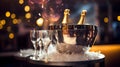 Image of a Champagne Bucket and Glasses in a Stylish Club