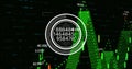 Image of changing numbers in loading circle over graphs and digits on black background Royalty Free Stock Photo