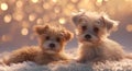 A charming and enchanting portrayal of cutie dogs against a stunning background, with impeccable lighting that enhances their