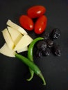 ÃÂ°mage of cheese, tomato, olive, fresh pepper