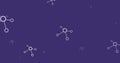 Image of chemical molecules floating on violet background