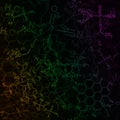 Image of chemical technology abstract background. Science wallpaper with school chemistry formulas and structures.