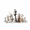 July 20. International Chess Day. White chess. World Chess Day. Side view. White background. Illustration. Ai generated Royalty Free Stock Photo