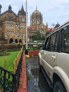 Image of the Chhatrapati Shivaji Terminus CST railway station frome BMC building in Mumbai. A fine example of Gothic architectur