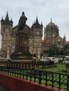 Image of the Chhatrapati Shivaji Terminus CST railway station frome BMC building in Mumbai. A fine example of Gothic architectur