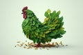 image of chicken design with leaf elements. Farm animals. Illustration. Generative AI