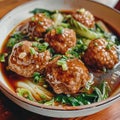 Image of Chinese food that Lion\'s Head Meatballs Royalty Free Stock Photo