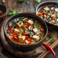 Image of Chinese food that Sichuan Hot and Sour Soup tofu