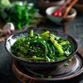 Image of Chinese food that of Stir-Fried Snow Pea Shoots Royalty Free Stock Photo