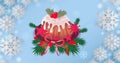 Image of christmas cupcake on blue background