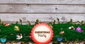 Image of christmas party text over fir tree