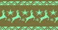 Image of christmas reindeer pattern on green background