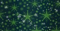 Image of christmas snowflakes falling over dark blue background with snoflake sand stars