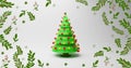 Image of christmas tree with branchs on white background Royalty Free Stock Photo