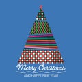 image of christmas tree is composed of four parts with different color elements and star Royalty Free Stock Photo