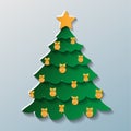 The image of Christmas tree on grey background