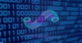 Image of circles over binary code on navy background Royalty Free Stock Photo