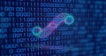 Image of circles over binary code on navy background Royalty Free Stock Photo